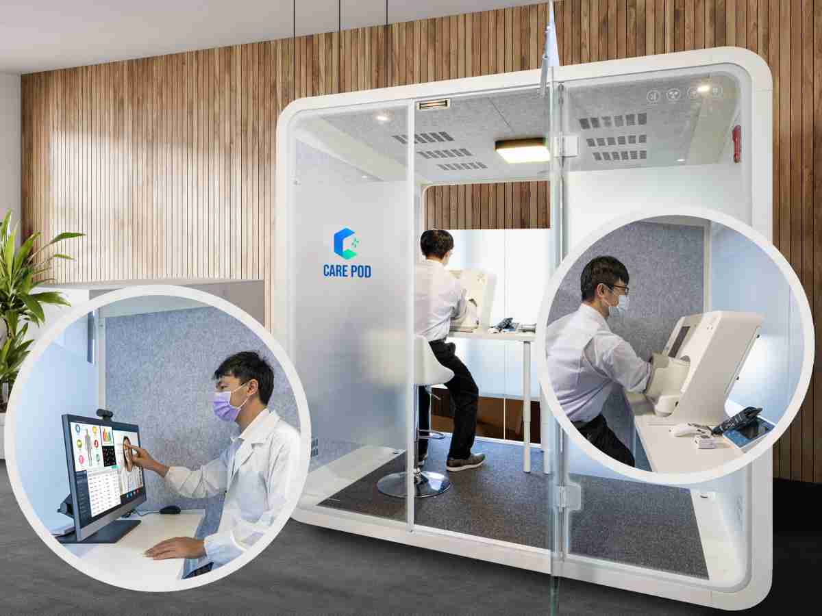 达擎于医疗科技展中展出＂远距诊疗舱＂，，，，以因应医疗数字化及社会高龄化趋势下、、、、复诊及慢性病患等族群对于远距看诊需求逐渐升高所推出的创新整合方案。。。多功能合一、、高隐私性的远距诊疗舱可根据病患端与医师端的不同需求，，，提供弹性化及客制化功能，，，节省医生和病患的精力及时间